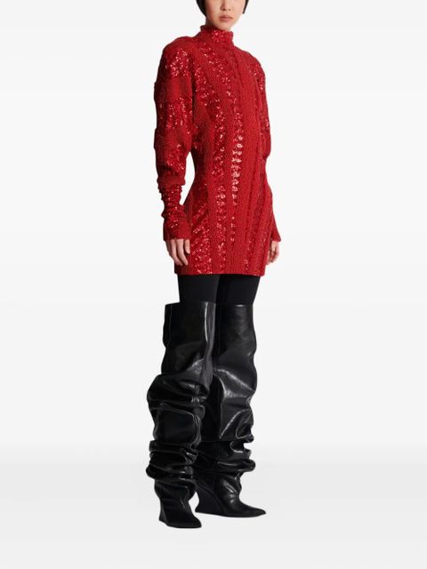 Balmain sequin mock-neck mini dress - Red - zdjęcie produktu nr 2