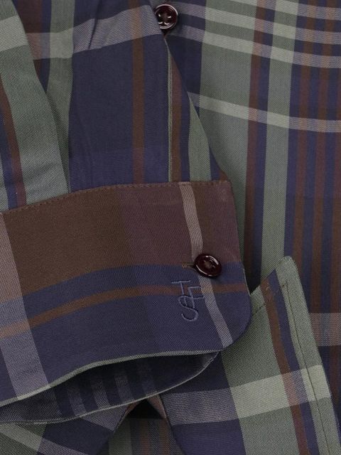 The Frankie Shop Peri sheer tartan shirt - Blue