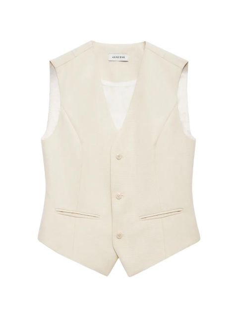 ANINE BING Mario button V-neck waistcoat - Neutrals - zdjęcie produktu nr 1