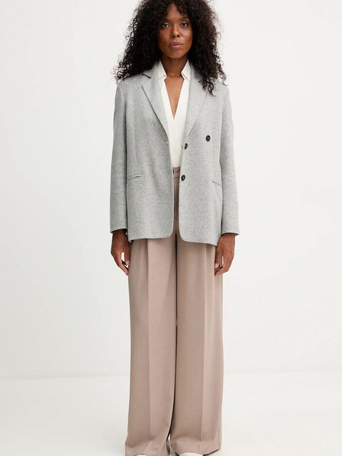 Liviana Conti marynarka z kaszmirem kolor szary jednorzędowa melanżowa F5WN46