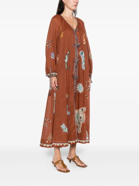 ALEMAIS x Lrnce Laurence tie-front printed shirt dress - Brown