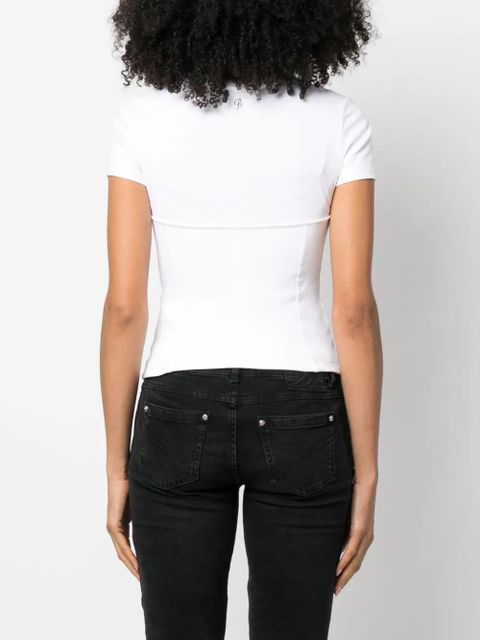 Blumarine embossed-detailing cotton T-shirt - White