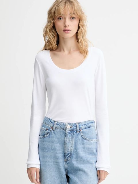 Calvin Klein longsleeve bawełniany kolor biały LV044D228G - zdjęcie produktu nr 1