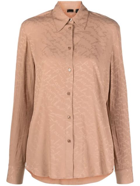 PINKO logo-print satin-finish shirt - Neutrals - zdjęcie produktu nr 1