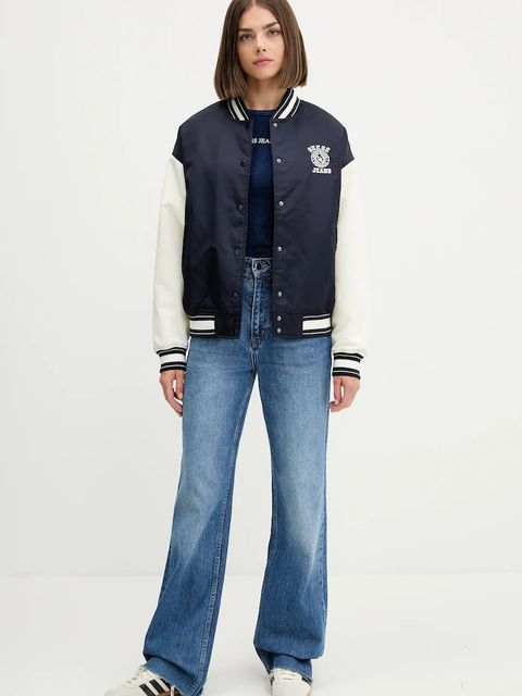 Guess Jeans kurtka bomber kolor granatowy przejściowa W5YL15 WHAA2