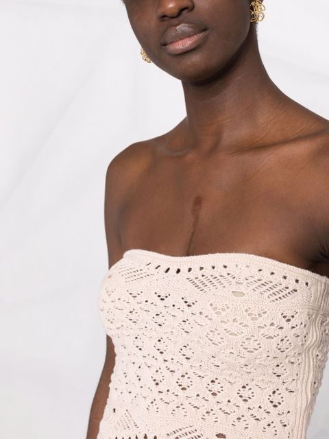 Saint Laurent cropped crochet top - Neutrals - zdjęcie produktu nr 2