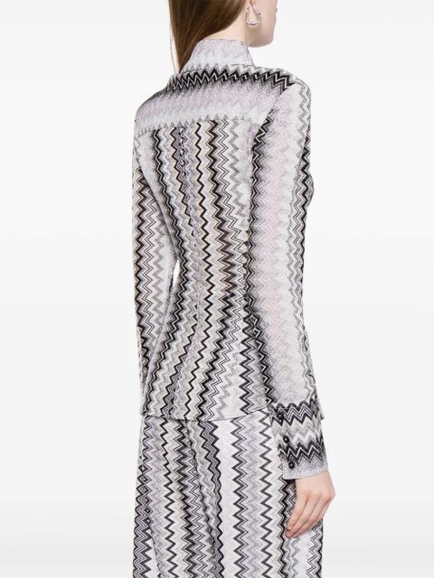 Missoni chevron-print lurex-threading shirt - Purple