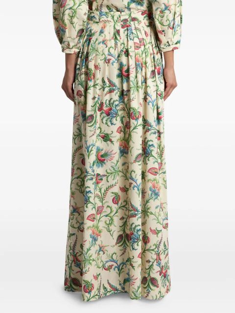 ETRO pleated floral-motif maxi skirt - Neutrals