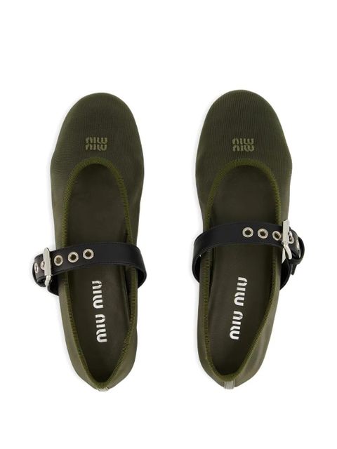 Miu Miu buckle-fastening ballet flats - Green