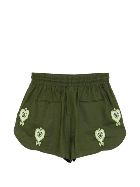 FARM Rio heart-embroidered tapestry shorts - Green - zdjęcie produktu nr 2