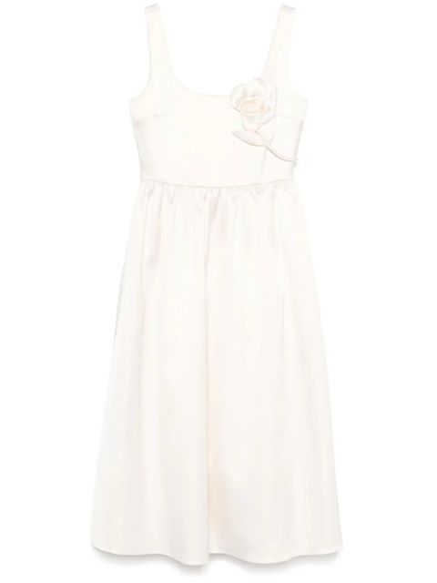 Self-Portrait floral-appliqué satin midi dress - Neutrals - zdjęcie produktu nr 1