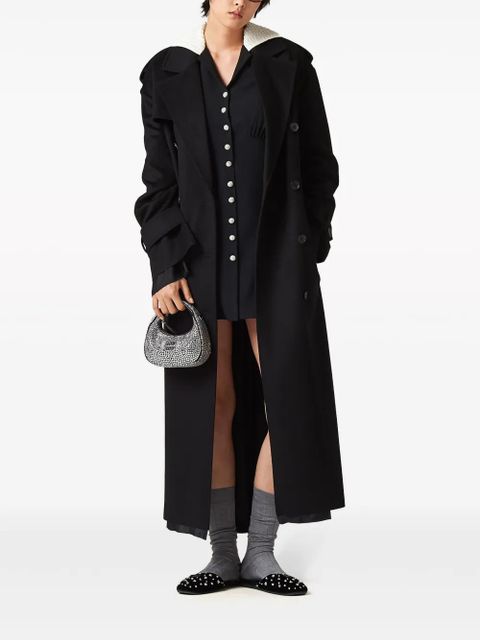 Miu Miu double-breasted velour trench coat - Black - zdjęcie produktu nr 2