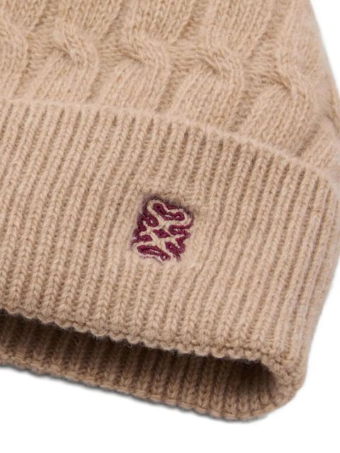 SANDRO cable-knit embroidered beanie hat - Neutrals - zdjęcie produktu nr 2