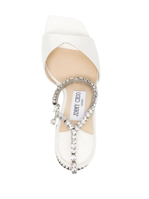 Jimmy Choo Saeda 85mm crystal-strap sandals - Neutrals