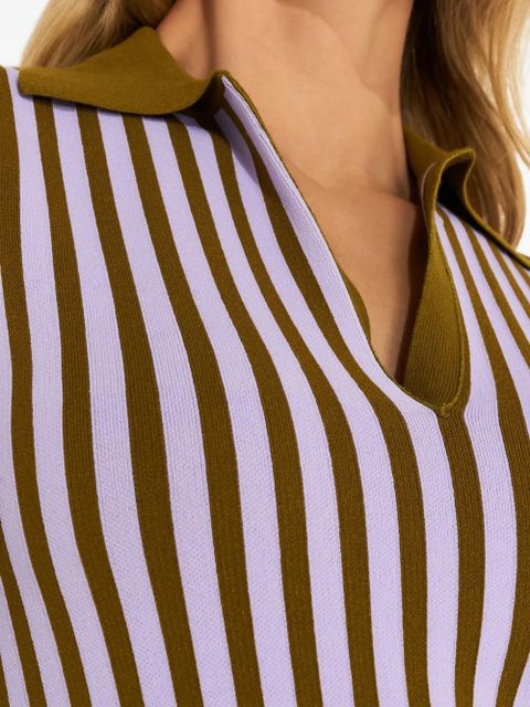 Tory Burch striped collared midi dress - Brown