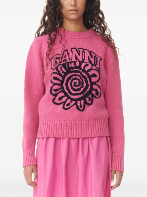 GANNI ruffled organic-cotton midi skirt - Pink