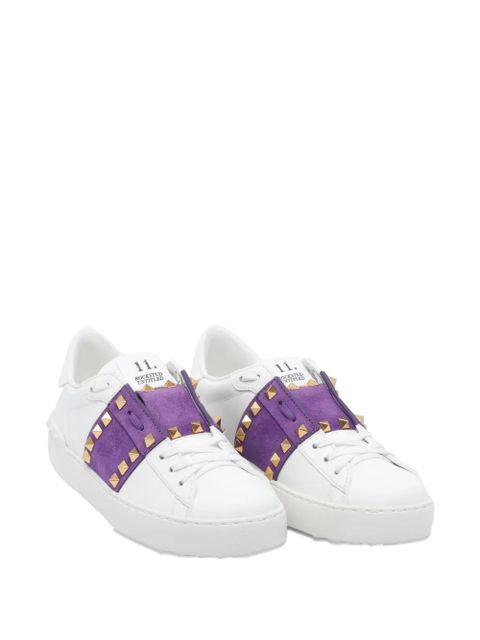 Valentino Garavani Rockstud Untitled suede-panel sneakers - White