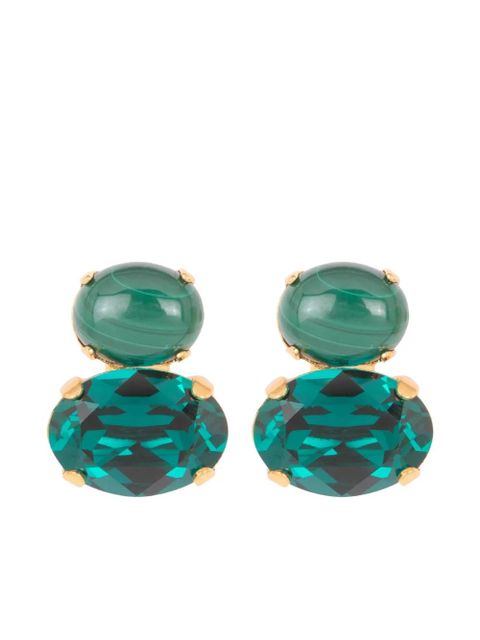 Jennifer Behr Yvette oval-crystal earrings - Grey - zdjęcie produktu nr 1