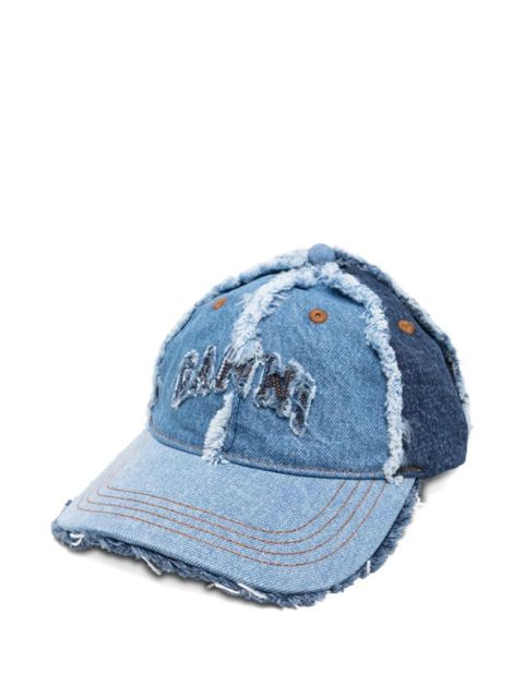 GANNI frayed panelled baseball cap - Blue - zdjęcie produktu nr 1