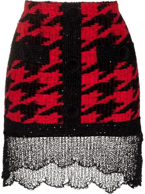 Balmain houndstooth knitted miniskirt - Red - zdjęcie produktu nr 1