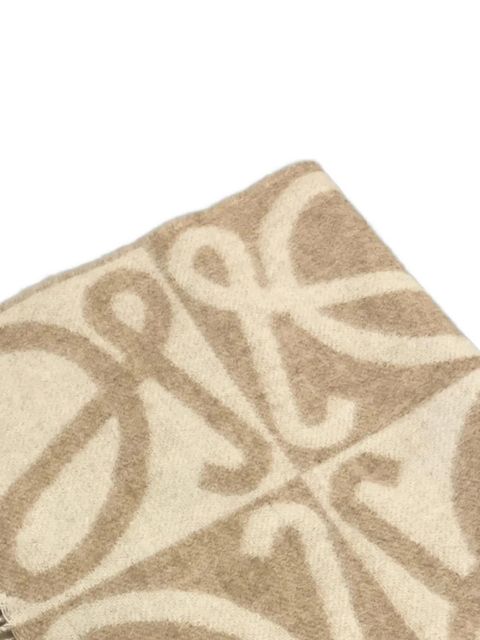 LOEWE anagram-pattern fringed scarf - Neutrals - zdjęcie produktu nr 2