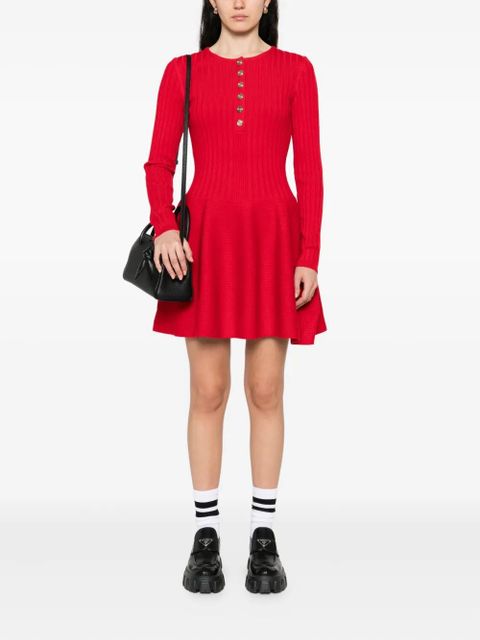 Maje button-front ribbed dress - Red