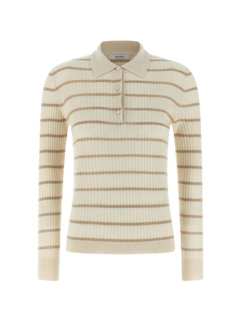 Max Mara ribbed striped polo top - Neutrals - zdjęcie produktu nr 1