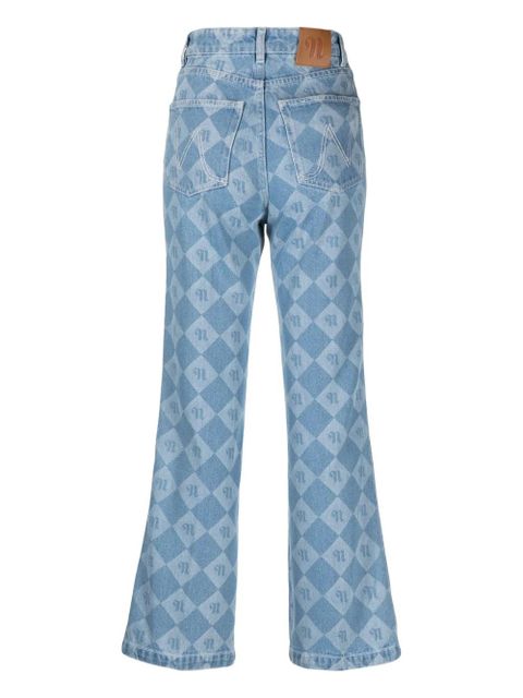 Nanushka Zoey monogram-pattern kick-flare jeans - Blue - zdjęcie produktu nr 2