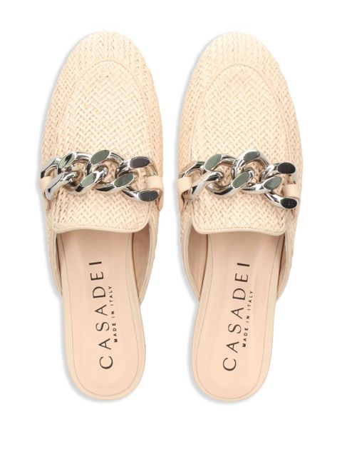 Casadei chain-detail slippers - Neutrals