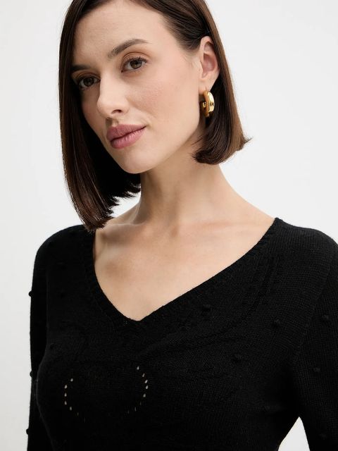 Twinset sukienka z wełną kolor czarny maxi prosta 252TP3330