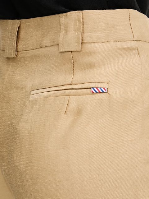 La Petite Française szorty z domieszką lnu SAVOUREUX kolor zielony gładkie high waist SAVOUREUX