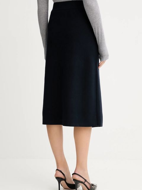 BOSS spódnica kolor granatowy midi rozkloszowana 50542878