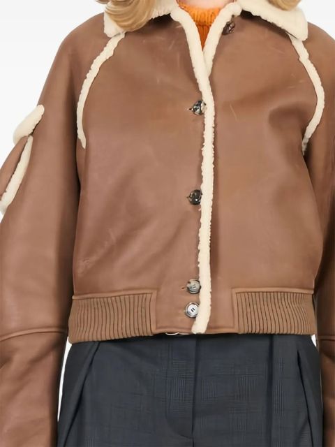 LOEWE shearling-trimmed bomber jacket - Brown - zdjęcie produktu nr 2