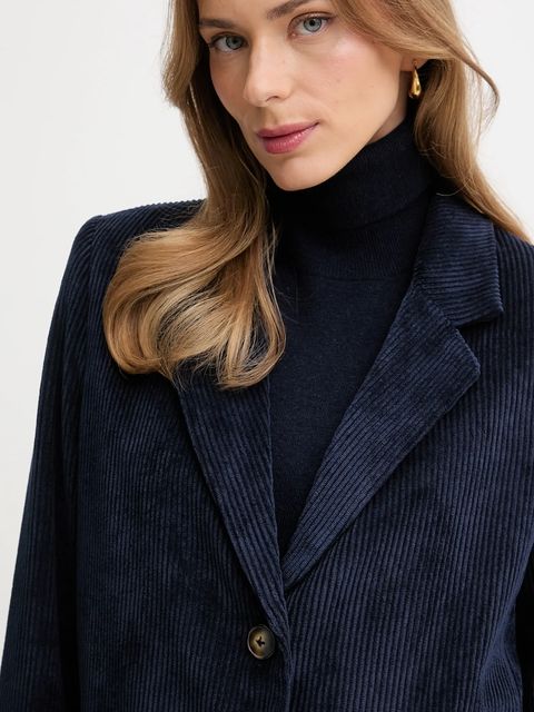 United Colors of Benetton marynarka sztruksowa kolor granatowy jednorzędowa gładka 2Q5GDW03I