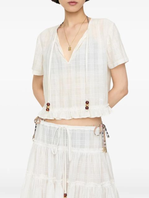 Burberry Check cotton voile blouse - Neutrals - zdjęcie produktu nr 2
