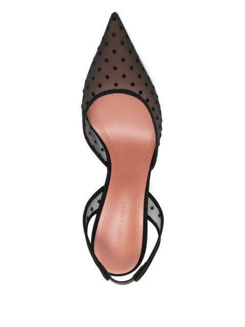 Amina Muaddi 70mm polka-dot pattern sling-back pumps - Black