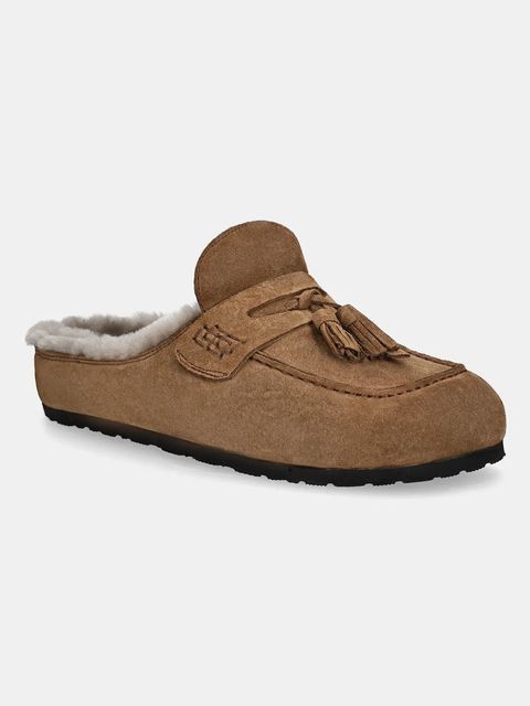 Answear.LAB klapki zamszowe damskie kolor brązowy