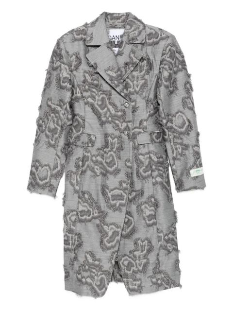 GANNI frayed cloud-print coat - Grey - zdjęcie produktu nr 1