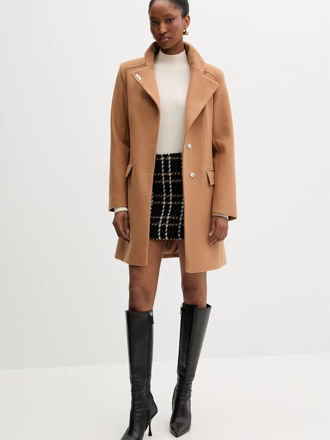 Liu Jo płaszcz z domieszką wełny kolor brązowy MF5119 J4873 - zdjęcie produktu nr 2