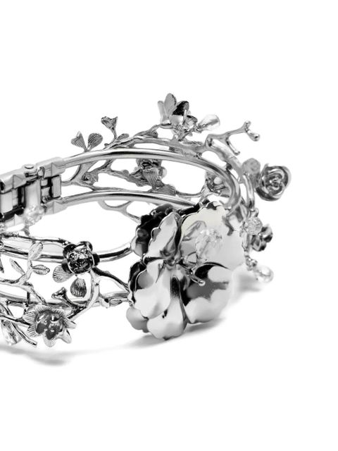 Blumarine floral-appliqué bracelet - Grey