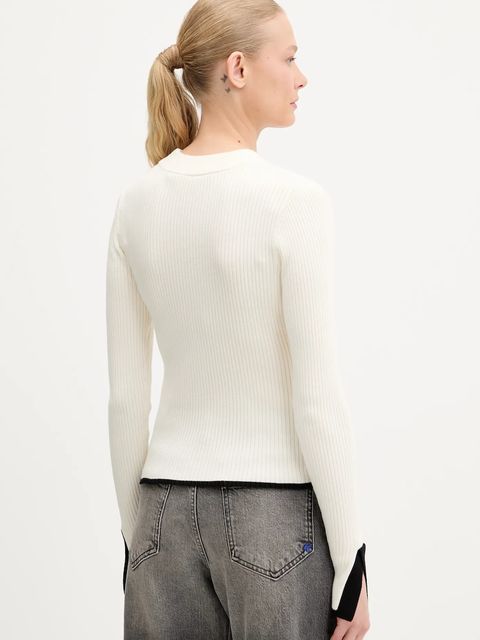 Karl Lagerfeld Jeans sweter damski kolor beżowy lekki A3W18006