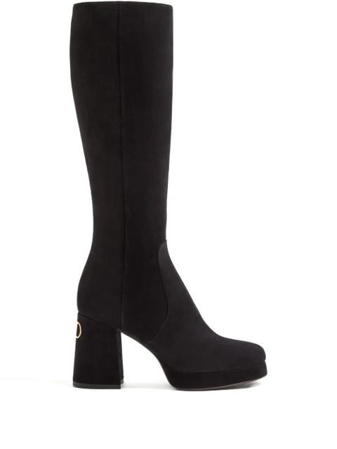 Valentino Garavani 90mm Fawcette platform V-logo boots - Black - zdjęcie produktu nr 1