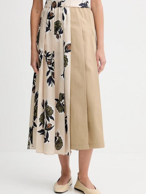 Weekend Max Mara spódnica z domieszką wełny ETRA kolor beżowy midi rozkloszowana 2525106012600 - zdjęcie produktu nr 1