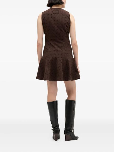 GANNI button polka dot dress - Brown
