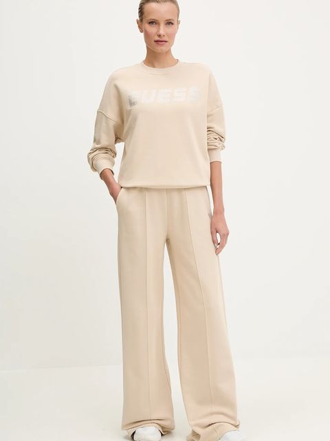 Guess bluza bawełniana PRIMULA damska kolor beżowy z aplikacją V5YQ12 KCRP0