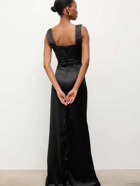 Answear.LAB sukienka kolor czarny maxi rozkloszowana