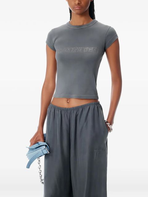 Alexander Wang crystal hotfix logo T-shirt - Grey