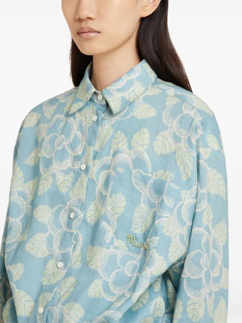 Marni drawstring floral shirt - Blue