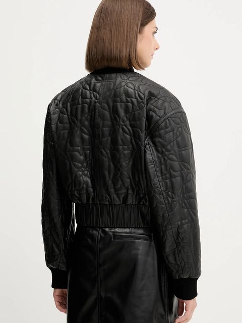 HUGO kurtka bomber skórzana kolor czarny przejściowa oversize 50542331