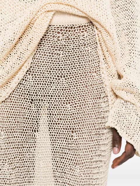 KHAITE Inaya crochet-knit midi skirt - Neutrals